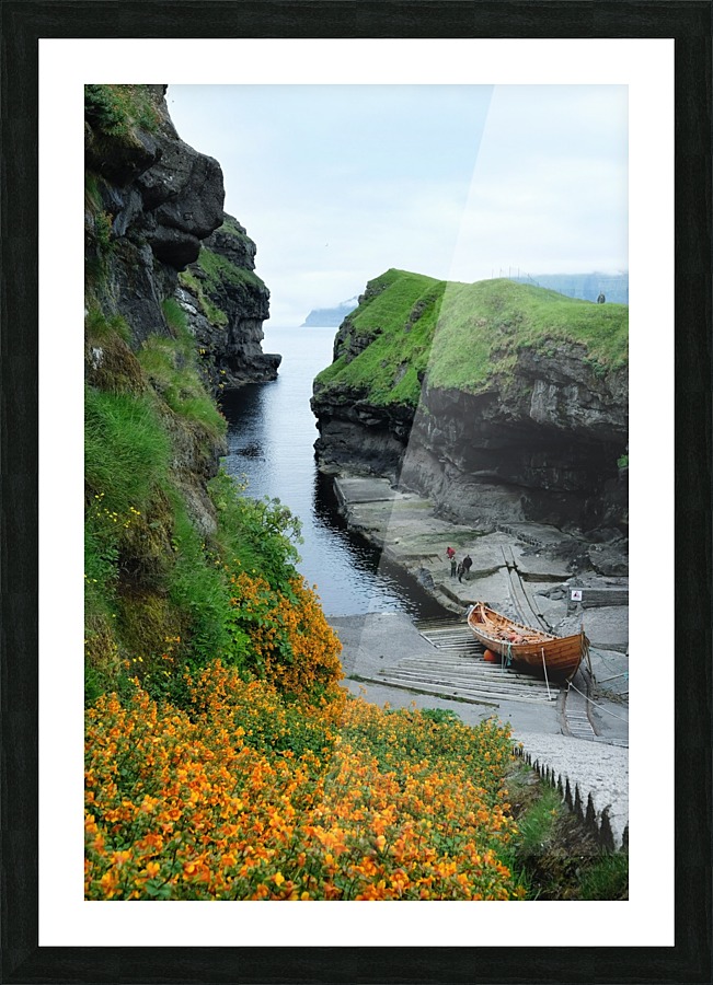 Dock with flowers Picture Frame print