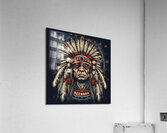 indian chief leader headdress man portrait tribe Acrylic Print