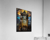 stained glass window artistic light scene castle. Acrylic Print