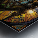 stained glass window artistic light scene castle. Metal print