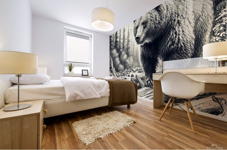 grizzly bear dangerous Mural print