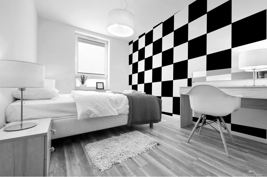 grid domino bench and black Mural print