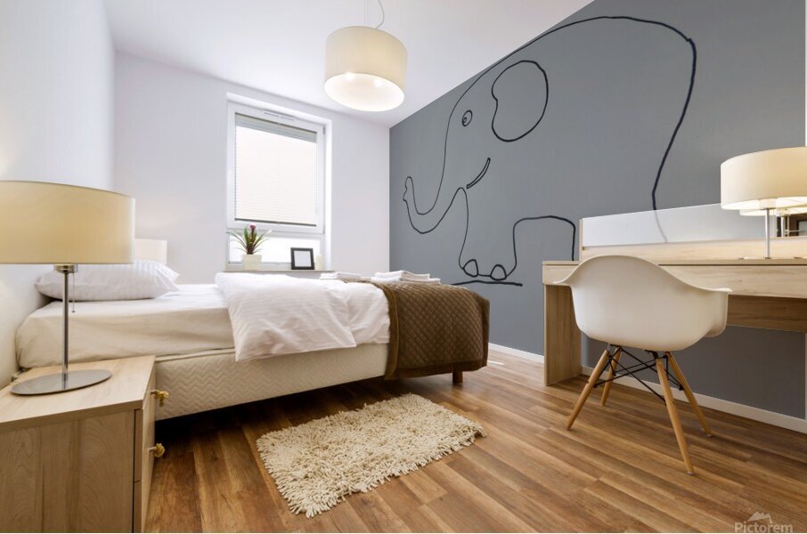 elephant drawing Mural print