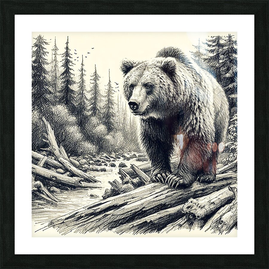 grizzly bear dangerous Picture Frame print