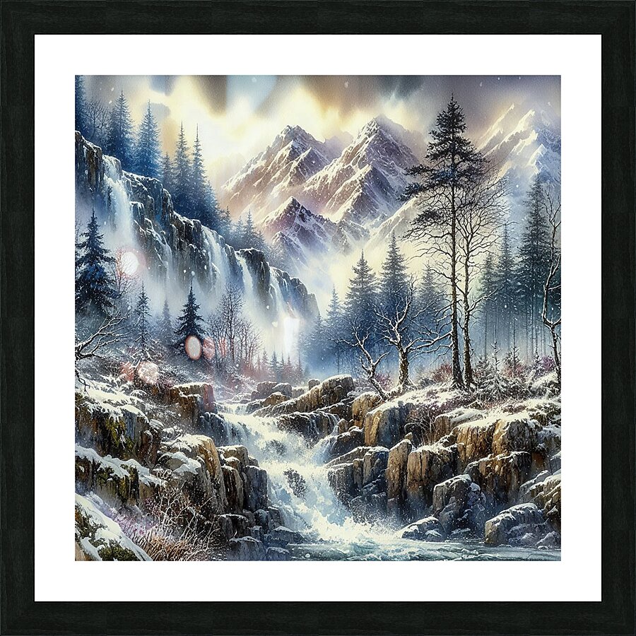 mountainous waterfall Picture Frame print