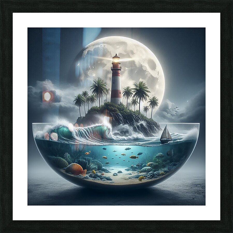 lighthouse ocean underwater palms Picture Frame print