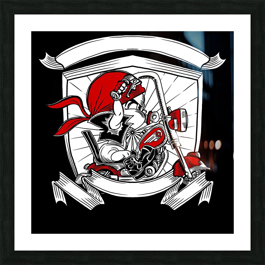 motorcycle club frame engraving art Picture Frame print