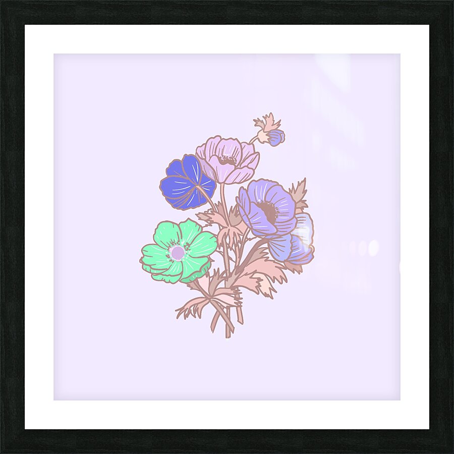 flowers poppy drawing bloom blossom art sketch fl Picture Frame print