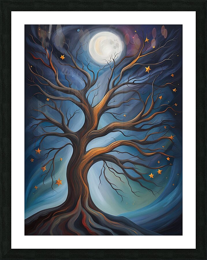 tree branches mystical moon expressionist oil pai Picture Frame print