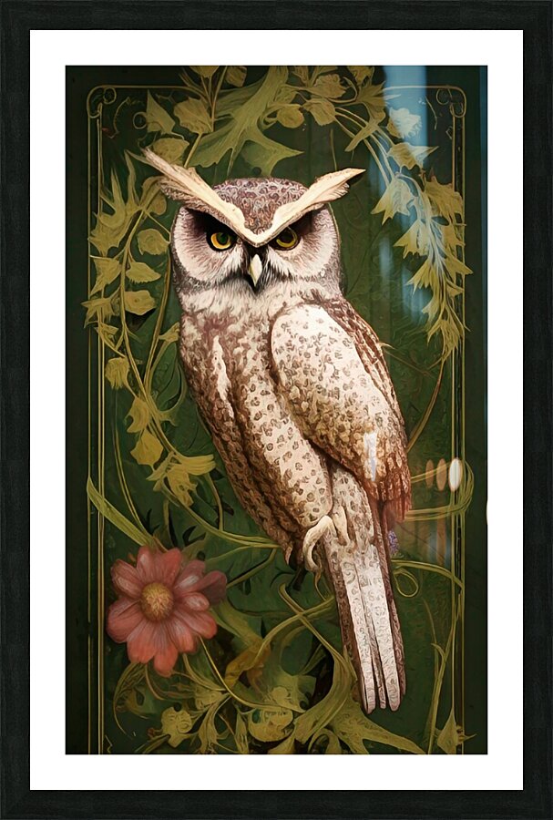 artistic owl vines plants flower decoration ornat Picture Frame print