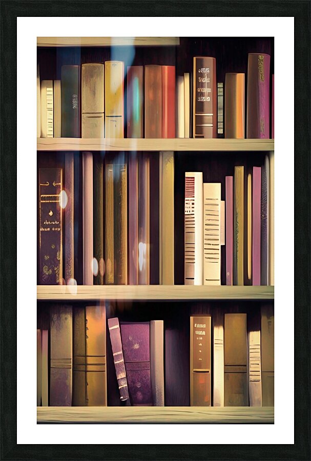 books bookshelves office fantasy background artwo Picture Frame print