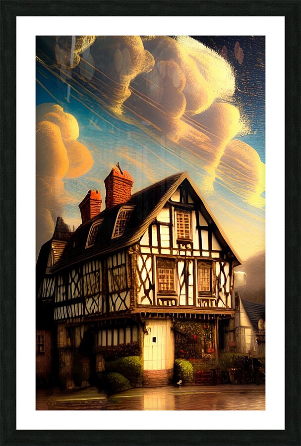 village house cottage medieval timber tudor split Picture Frame print