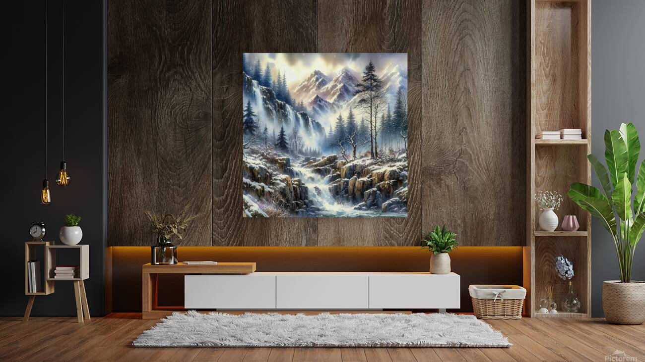 mountainous waterfall Reproduction