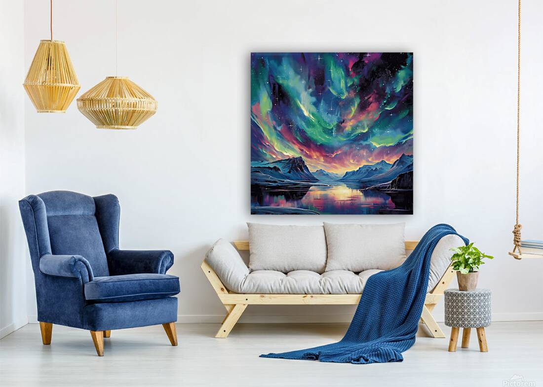 lake aurora borealis nature landscape moutains st Reproduction