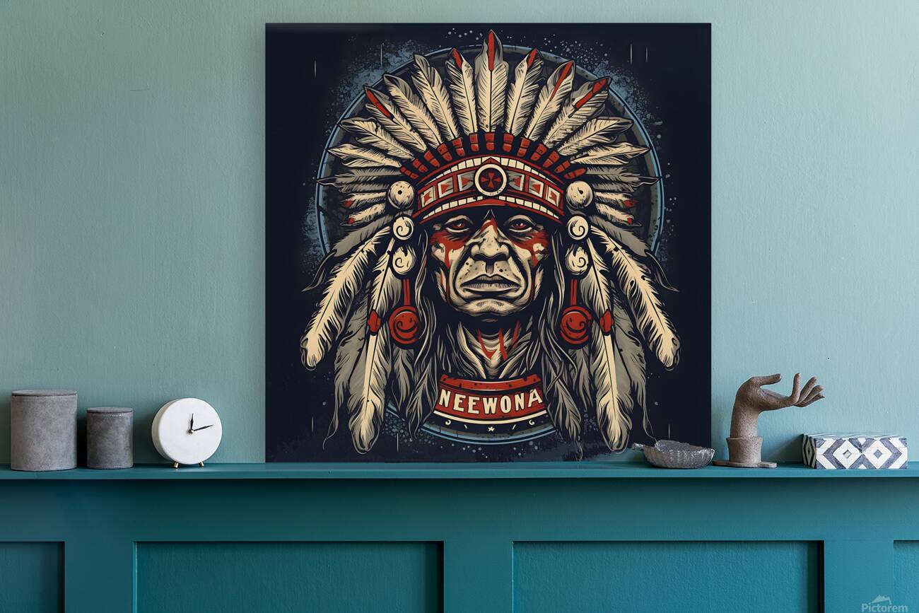 indian chief leader headdress man portrait tribe Reproduction