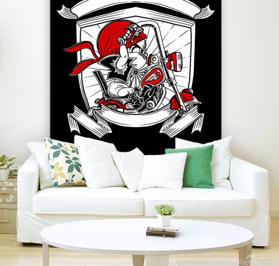 motorcycle club frame engraving art Reproduction