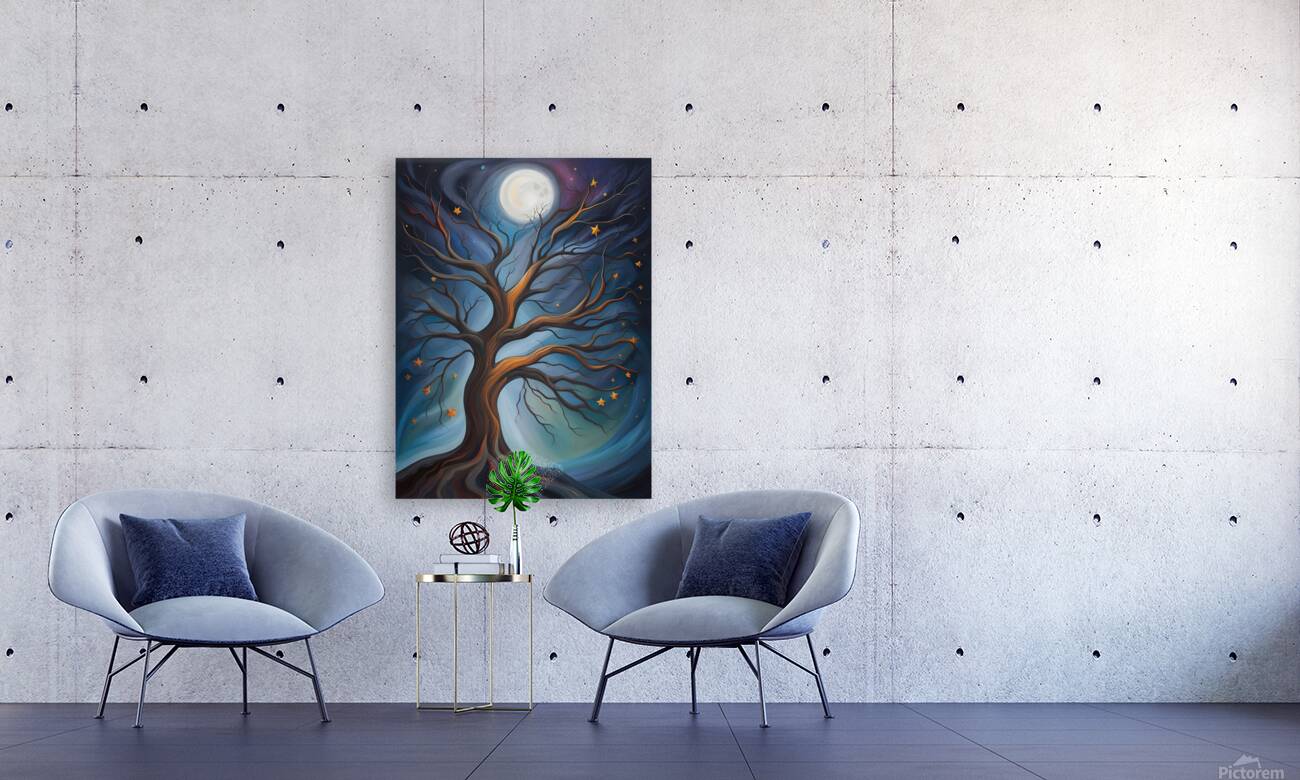 tree branches mystical moon expressionist oil pai Reproduction