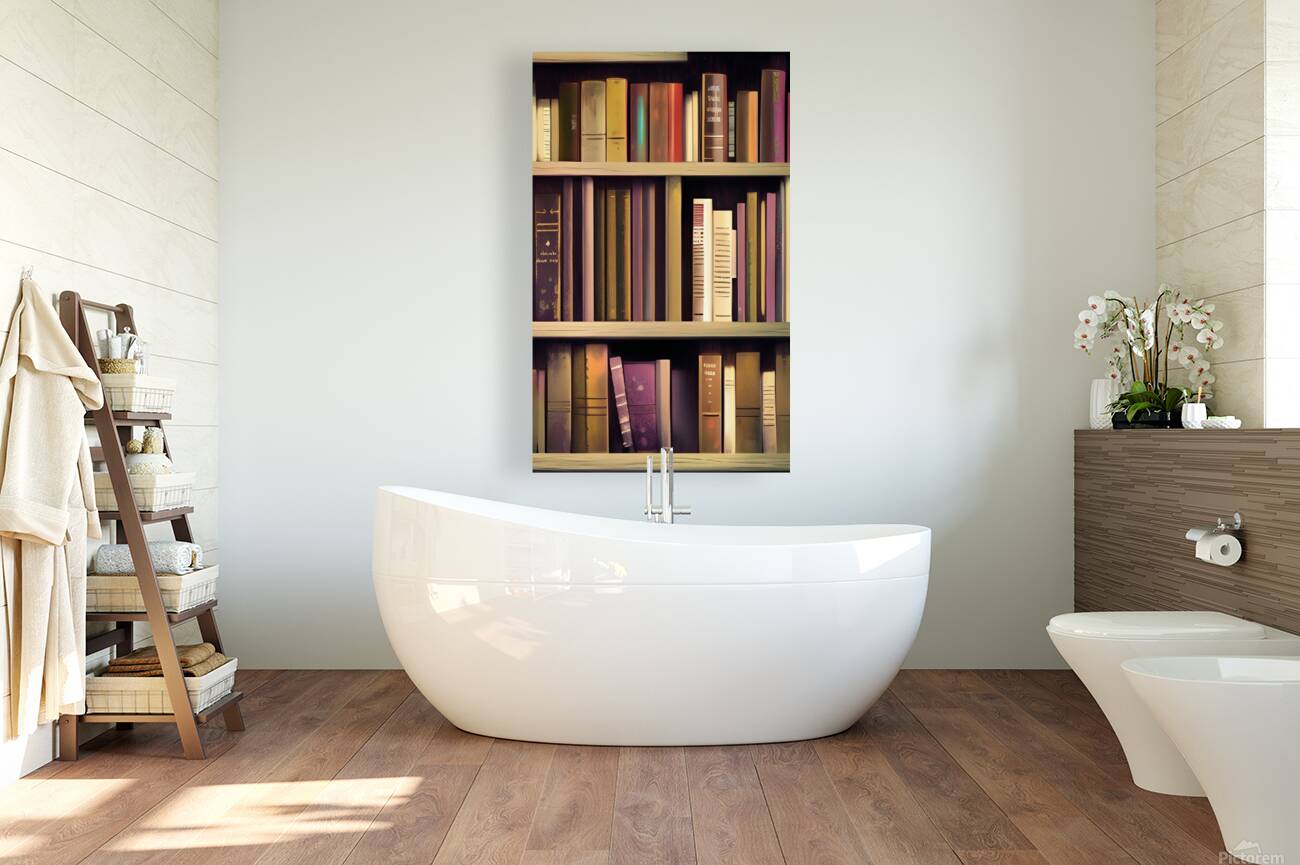 books bookshelves office fantasy background artwo Reproduction