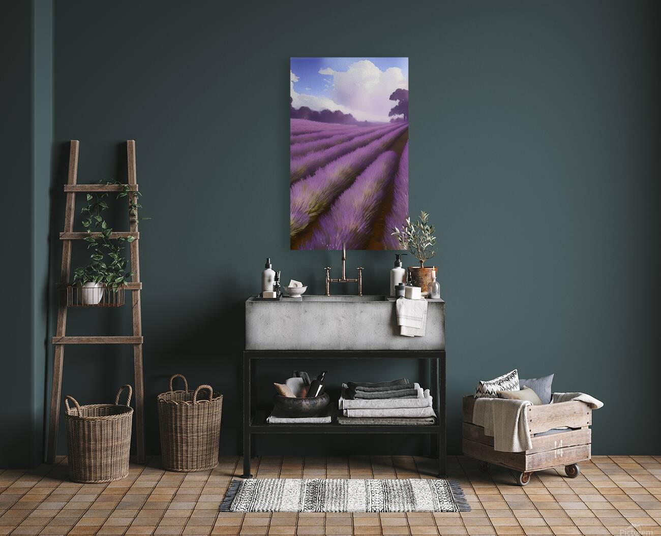 lavendar field nature setting landscape farm crop Reproduction