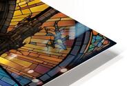 stained glass window artistic light scene castle. HD Metal print
