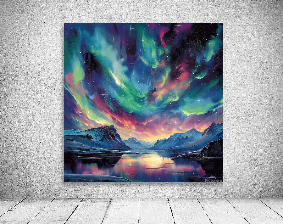lake aurora borealis nature landscape moutains st Wall Preview