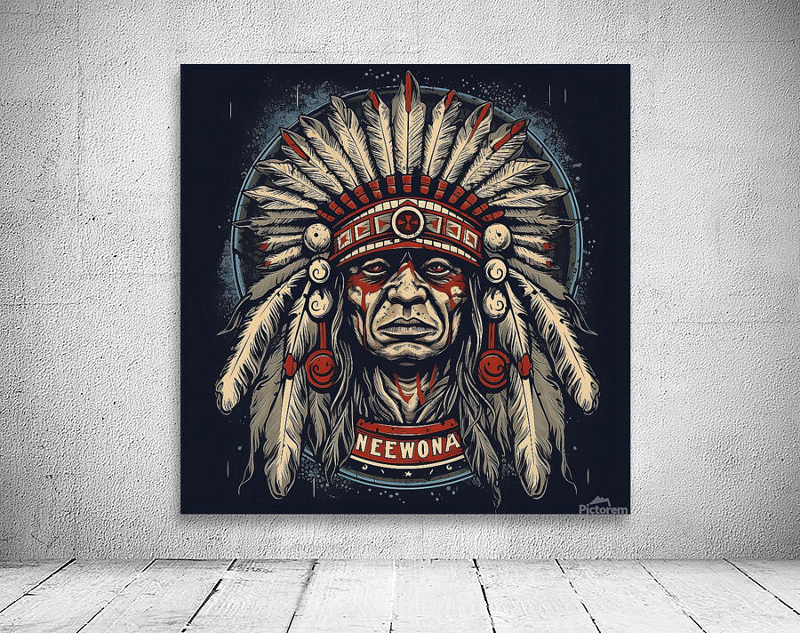 indian chief leader headdress man portrait tribe Wall Preview
