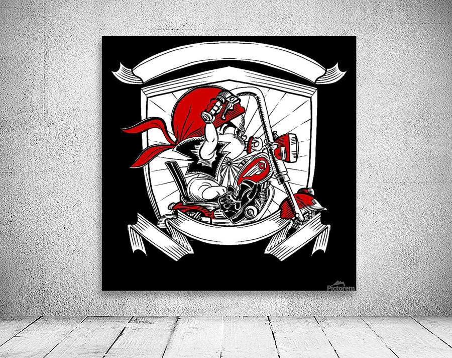 motorcycle club frame engraving art Wall Preview