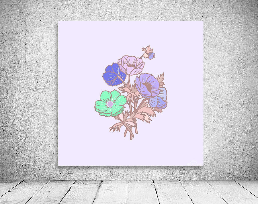flowers poppy drawing bloom blossom art sketch fl Wall Preview