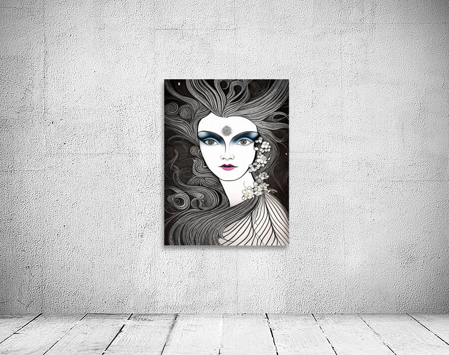 woman face art nouveau line art drawing vintage r Wall Preview