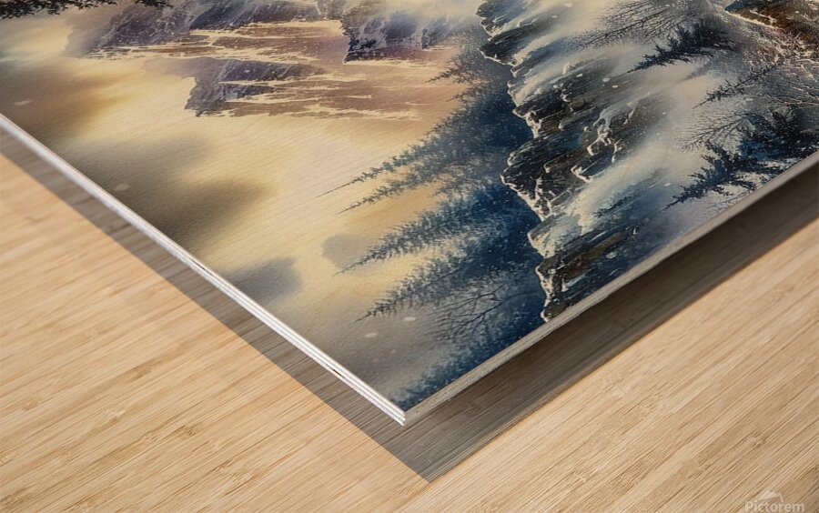 mountainous waterfall Wood print