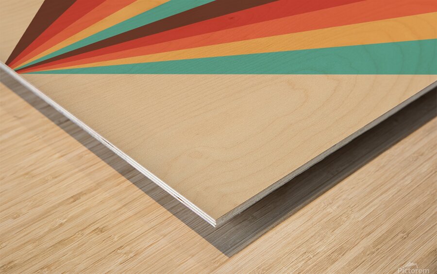 retro lines design pattern stripes colorful prism Wood print