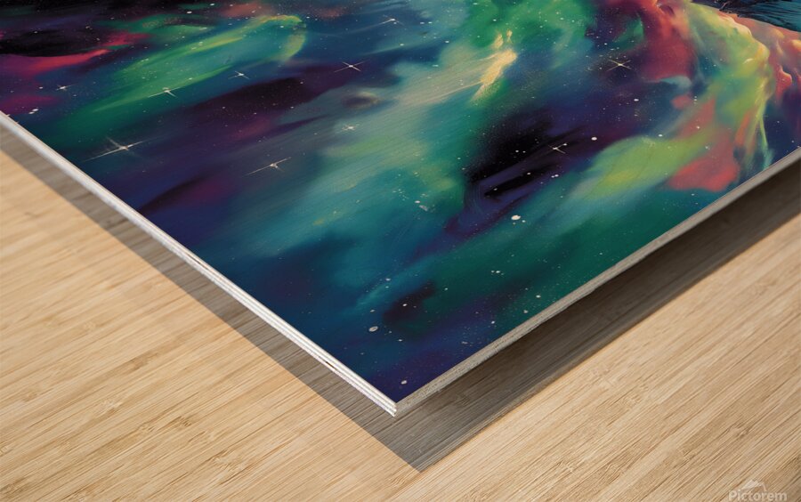 lake aurora borealis nature landscape moutains st Wood print