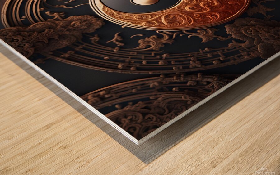 yin yang iron brass symbol harmony logo nature.jp Wood print