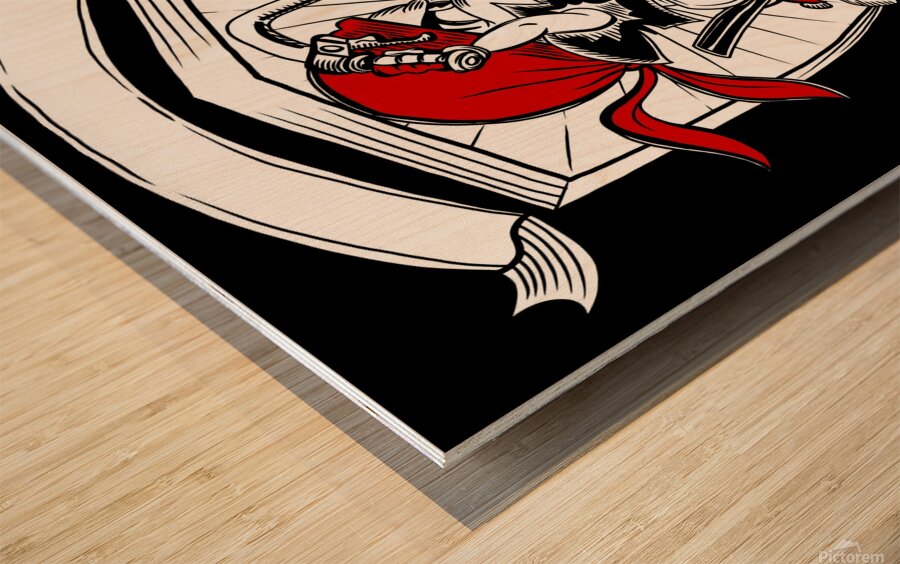 motorcycle club frame engraving art Wood print