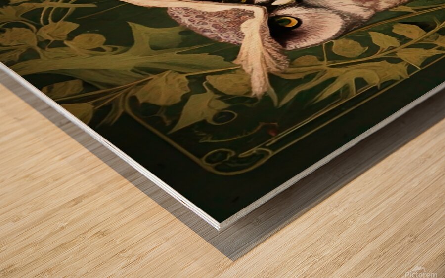 artistic owl vines plants flower decoration ornat Wood print