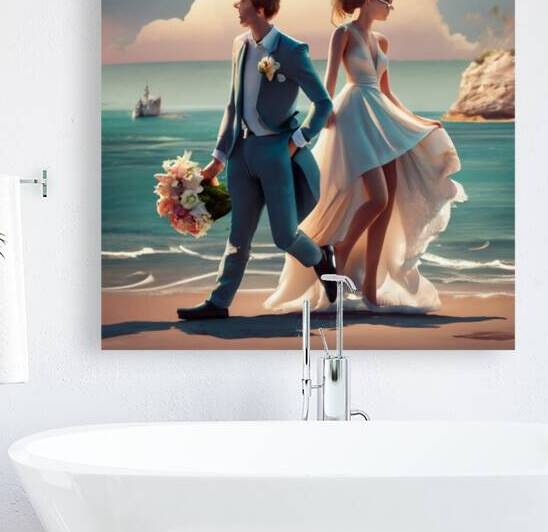 beautiful bride and groom on a beach highly deta by Billya