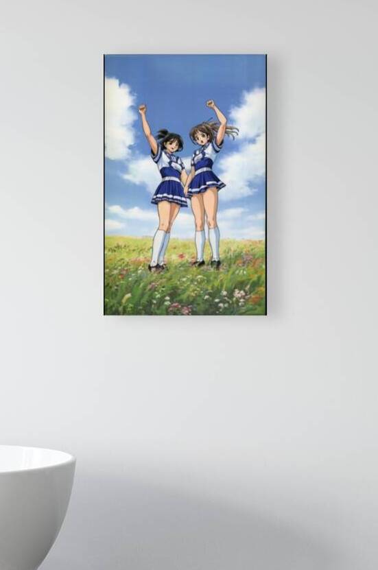 A couple of women standing next to each other on. by Billya