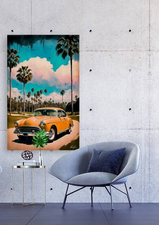 watercolor simple 50s era vintage car on the M.jp by Billya