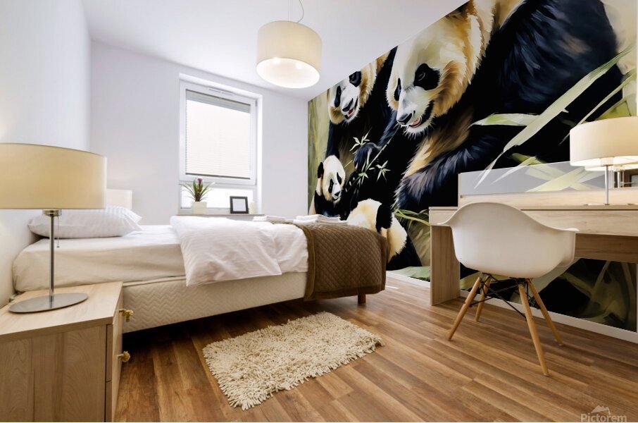 Panda family  Mural print