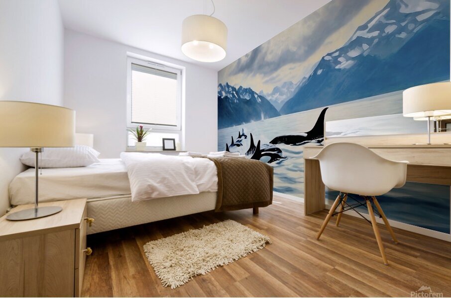 Orca pod Mural print