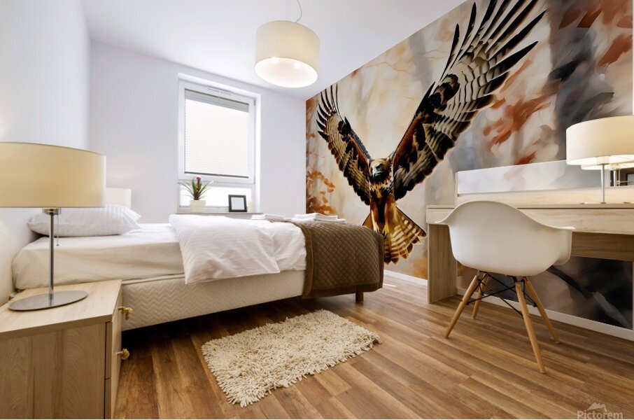 Red tailed hawk swooping towards prey Mural print