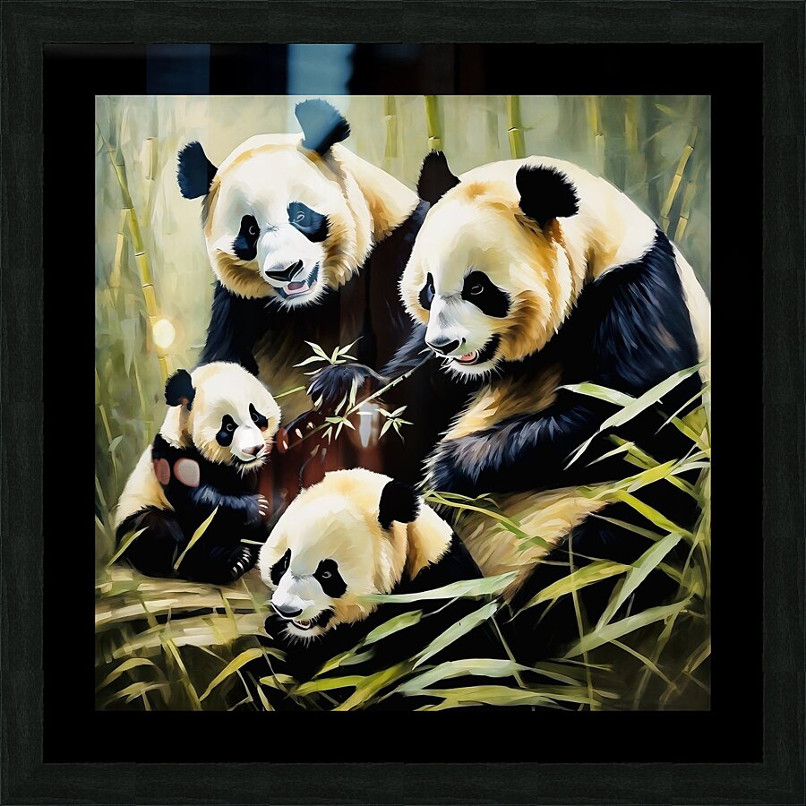 Panda family  Picture Frame print