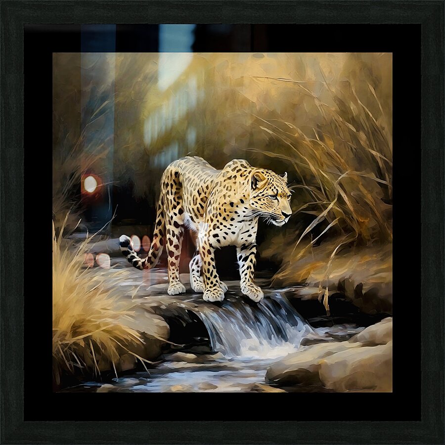 Thirsty Leopard Picture Frame print