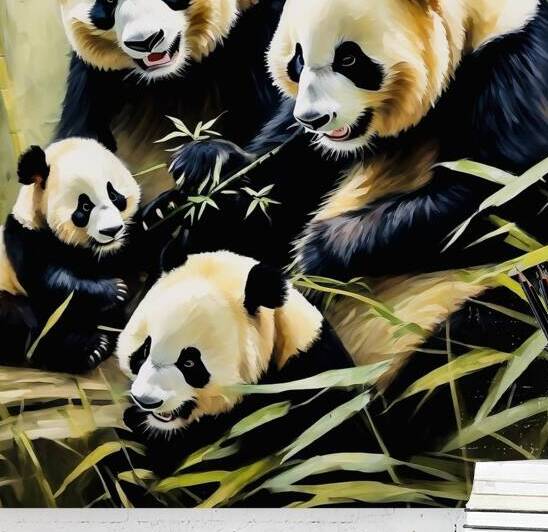 Panda family  by Island Art Studio
