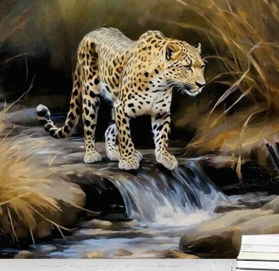 Thirsty Leopard by Island Art Studio