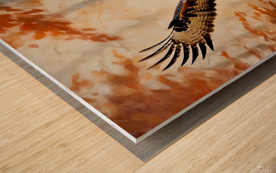 Red tailed hawk swooping towards prey Wood print