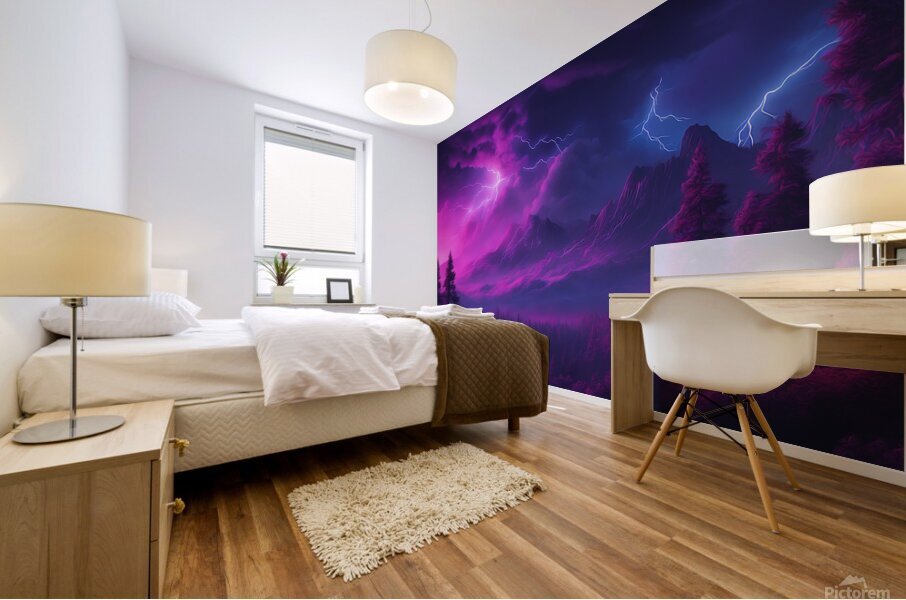 Neon Lightning V4 Mural print