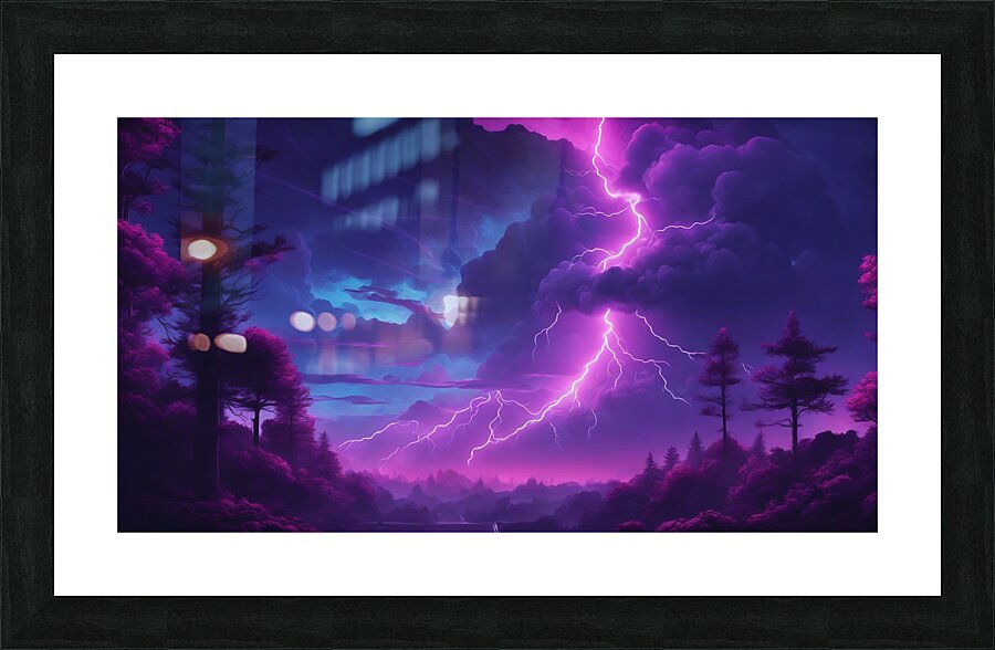 Neon Lightning V1 Picture Frame print