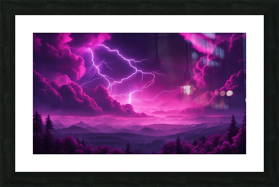 Neon Lightning V2 Picture Frame print