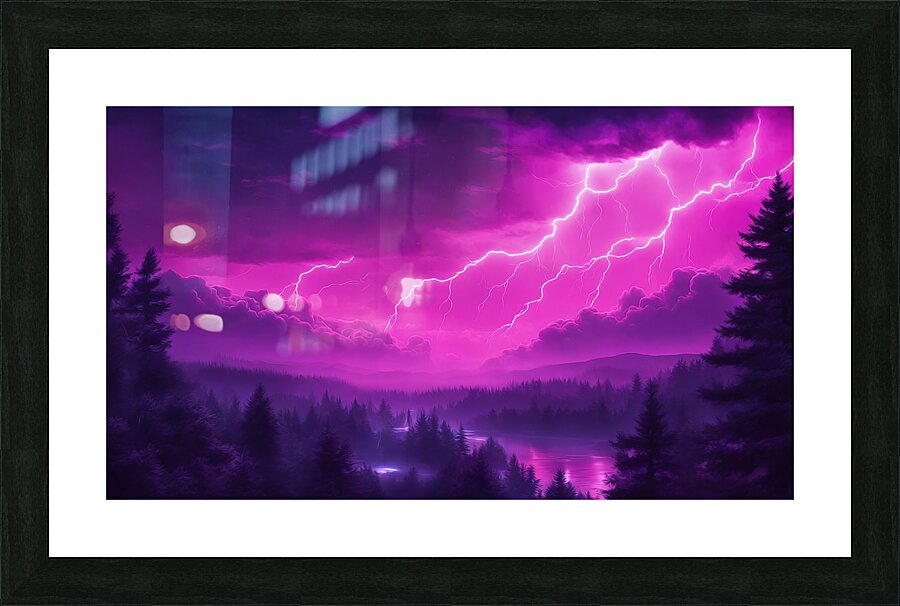 Neon Lightning V3 Picture Frame print